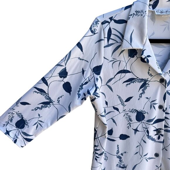 Carolyn Strauss Collection Womens Floral Print 3/4 Sleeve Button-Up Blouse M - Picture 5 of 7
